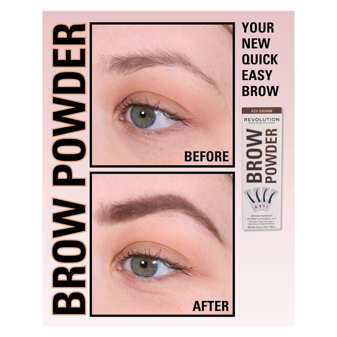 Revolution Beauty London Makeup Revolution Brow Powder Stamp & Stencil Kit Ash Brown
