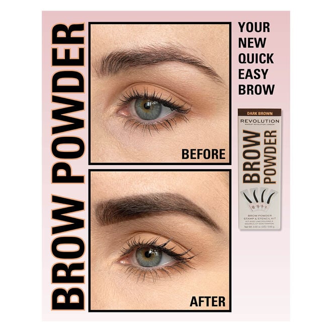 Revolution Beauty London Makeup Revolution Brow Powder Stamp & Stencil Kit Dark Brown