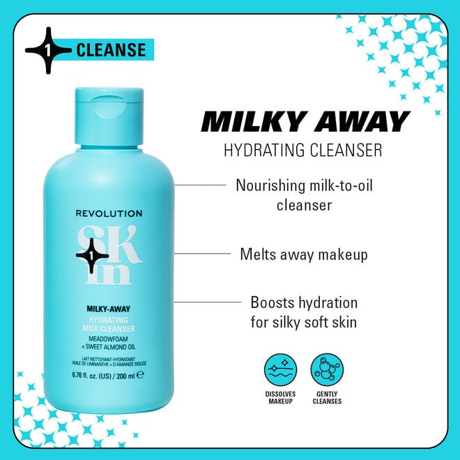 Revolution Beauty London Revolution Skin Milky-Away Meadowfoam & Sweet Almond Oil Hydrating Milk Cleanser 200ml