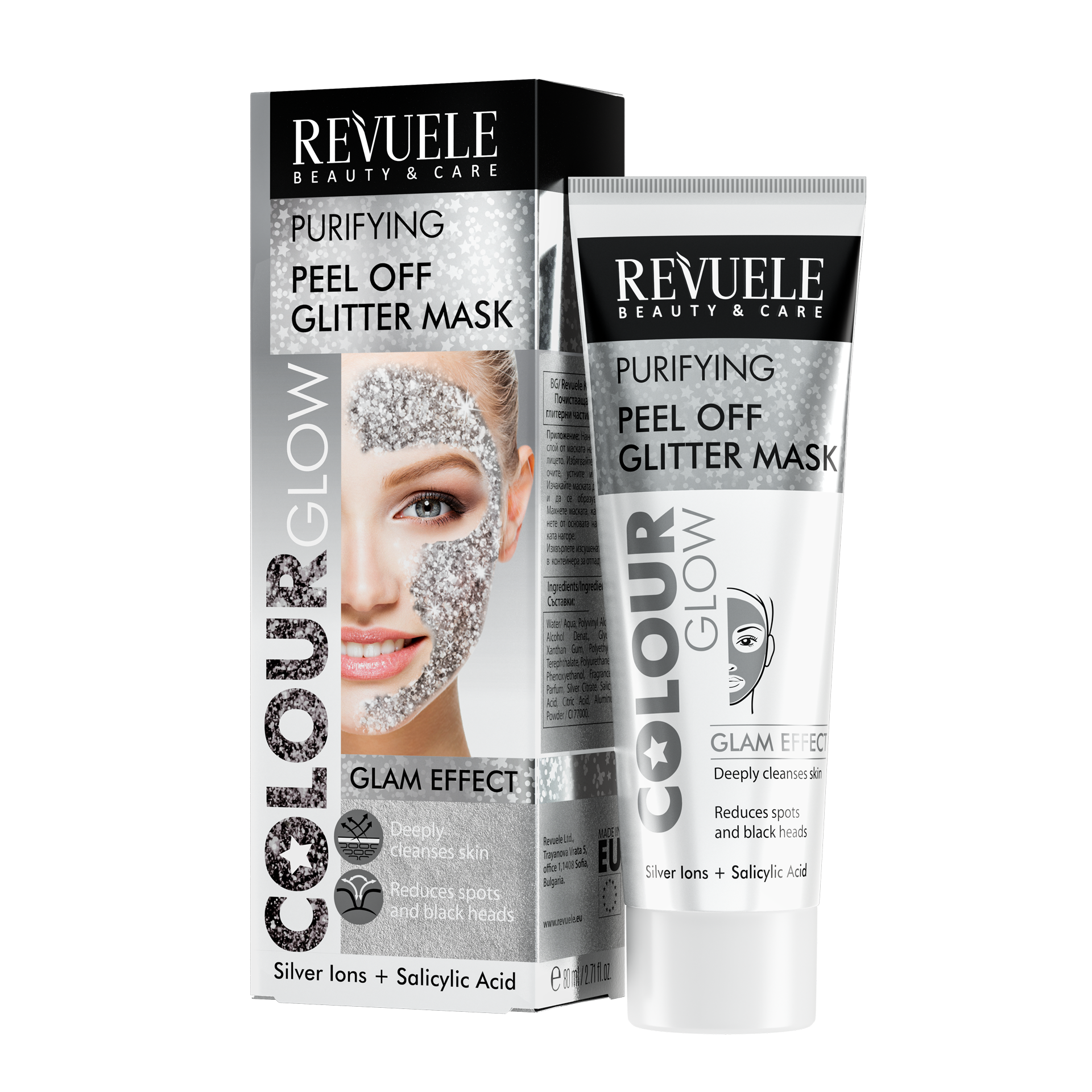 revuele REVUELE COLOUR GLOW SILVER Purifying Peel Off Glitter Mask