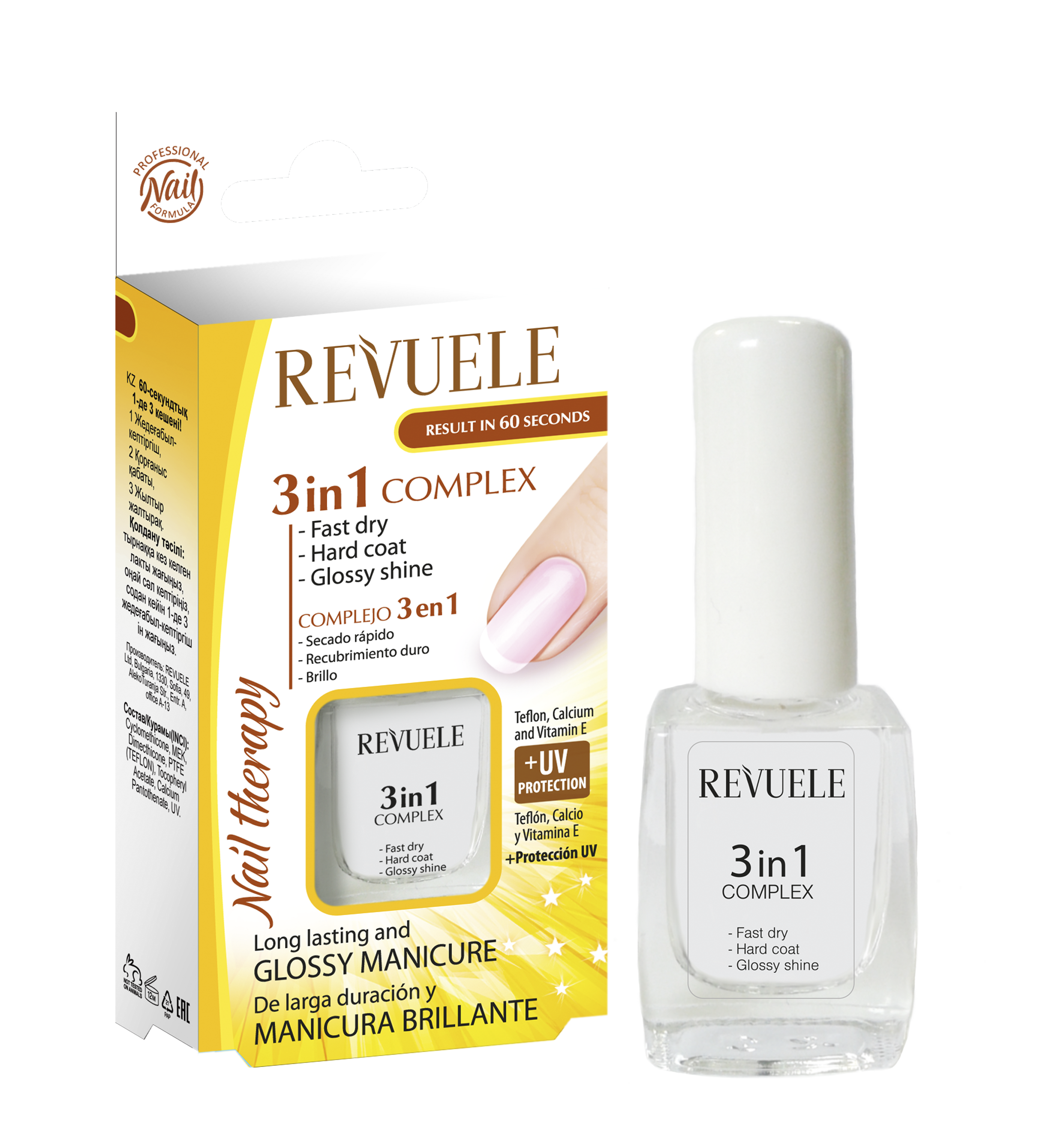 revuele REVUELE NAIL THERAPY 3-in-1 Complex – Fast Dry Hard Coat & Glossy Shine