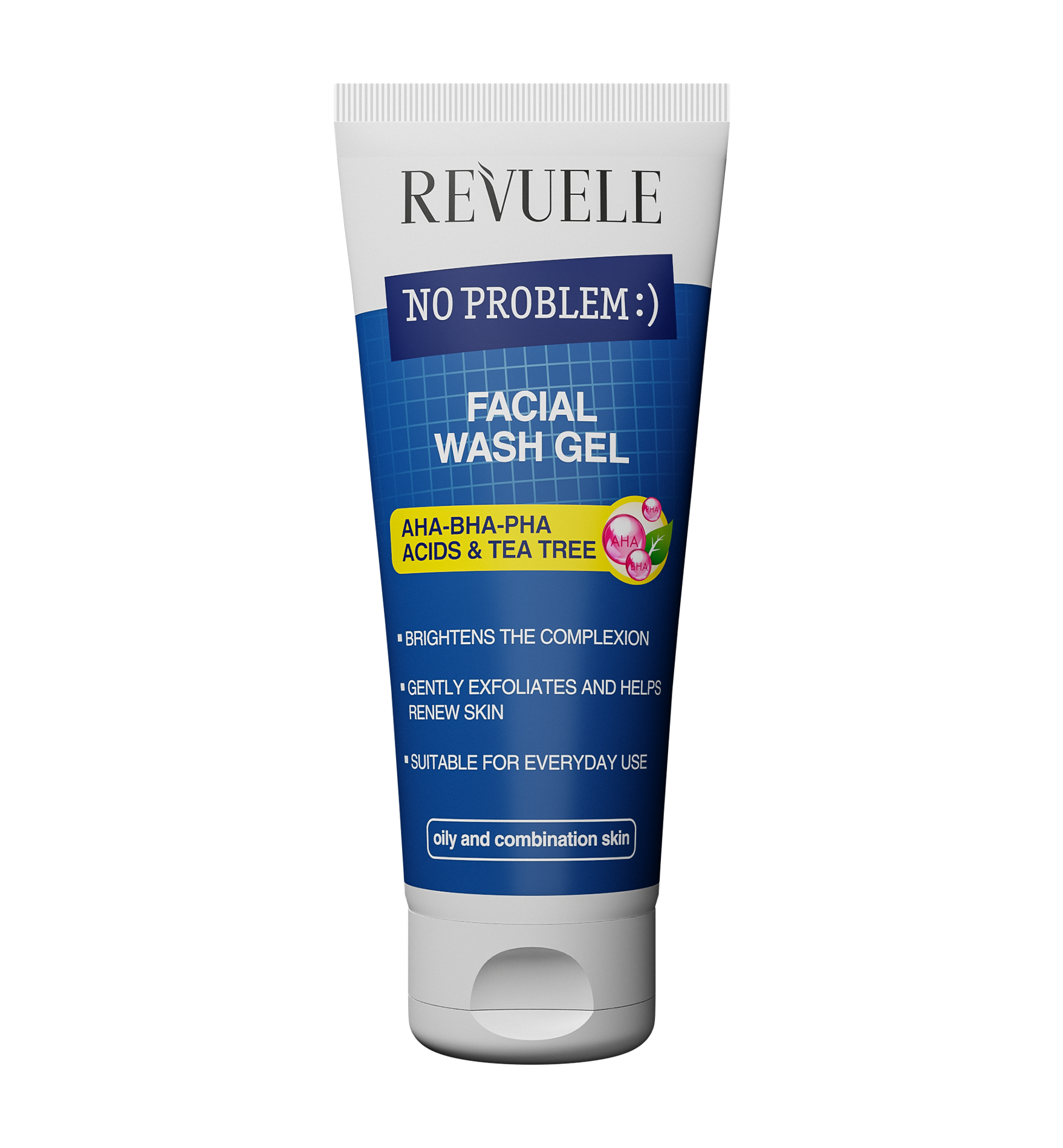 revuele REVUELE NO PROBLEM FACIAL WASH GEL AHA-BHA-PHA ACIDS AND TEA TREE