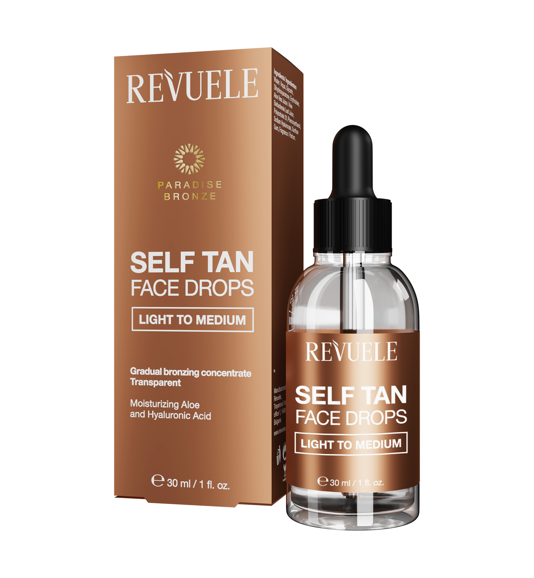 revuele REVUELE SELF TAN FACE DROPS LIGHT TO MEDIUM
