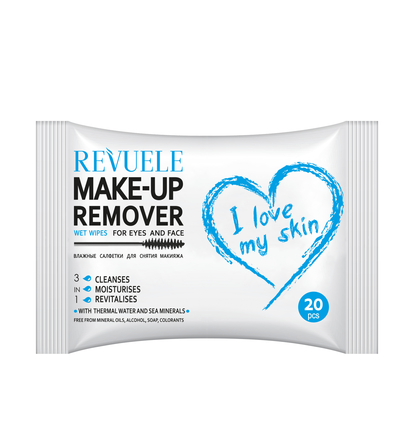 revuele REVUELE Wet wipes MAKE-UP REMOVER I LOVE MY SKIN for eyes and face with Thermal Water and Sea Minerals