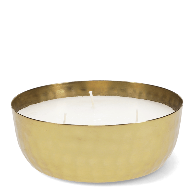 Rex London 3-wick Scented Candle Bowl - Gold Tone Hammered Metal