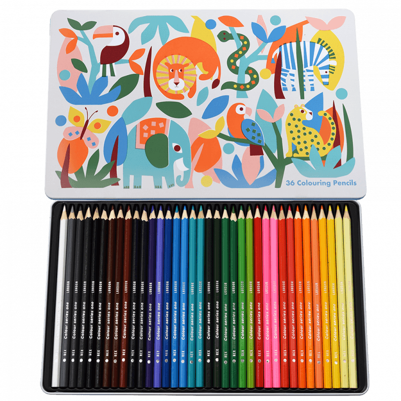 Rex London 36 Colouring Pencils In A Tin - Wild Wonders