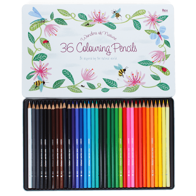 Rex London 36 Colouring Pencils In A Tin - Wonders Of Nature