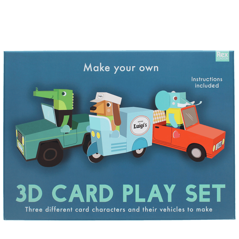 Rex London 3D Card Craft Playset - Animal Automobiles