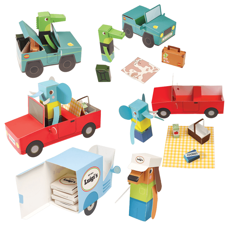 Rex London 3D Card Craft Playset - Animal Automobiles