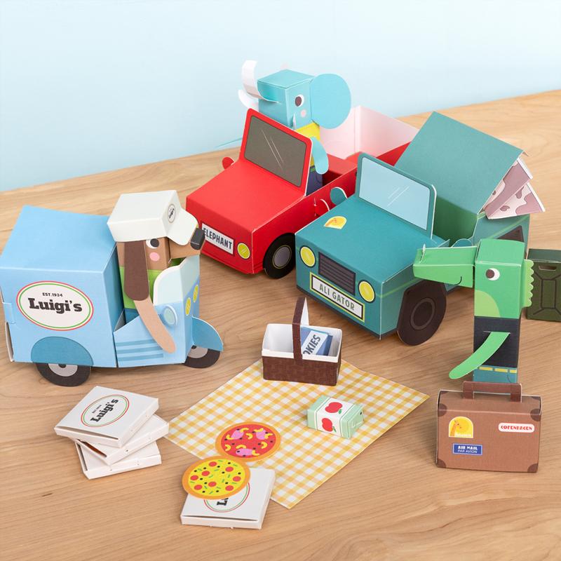 rex london 3D card craft playset - Animal Automobiles