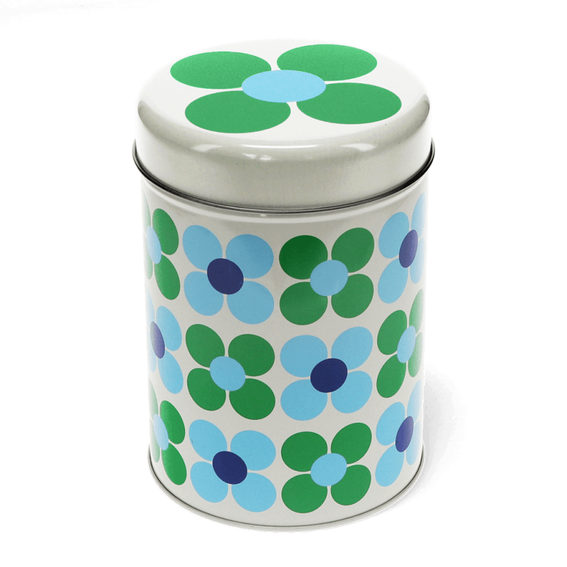 Rex London Canister Storage Tin - Blue And Green Daisy