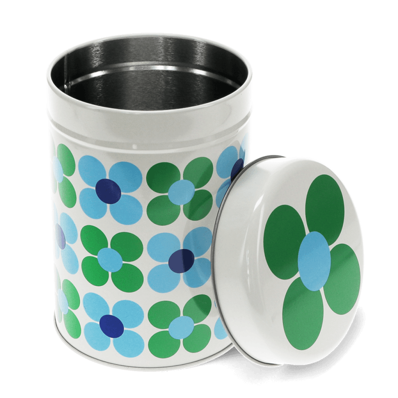 Rex London Canister Storage Tin - Blue And Green Daisy