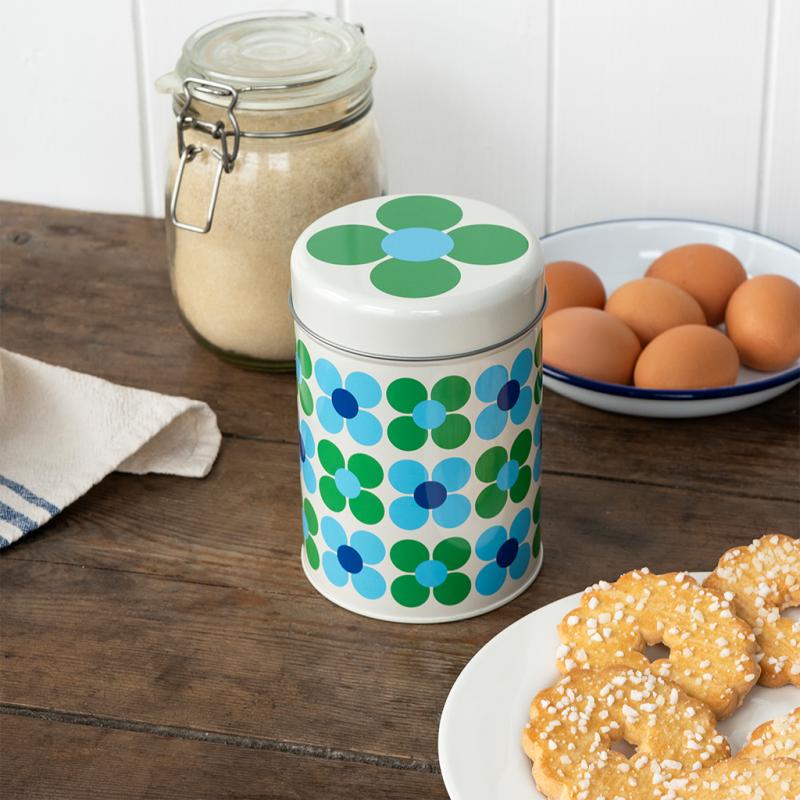 rex london Canister storage tin - Blue and green Daisy