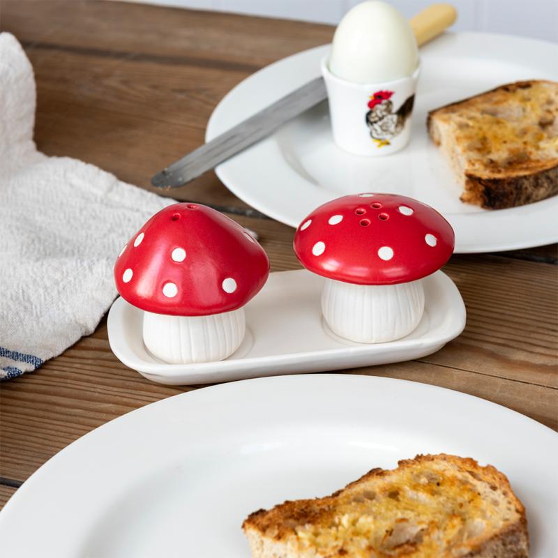 rex london Ceramic salt and pepper shakers - Mushroom
