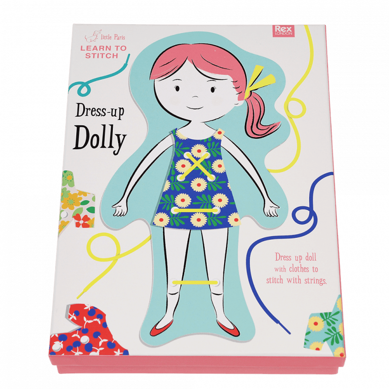 Rex London Children's Cardboard Stitching Kit - Dress-up Dolly