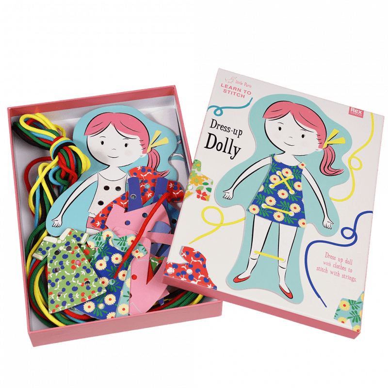 Rex London Children's Cardboard Stitching Kit - Dress-up Dolly