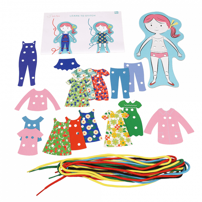 Rex London Children's Cardboard Stitching Kit - Dress-up Dolly