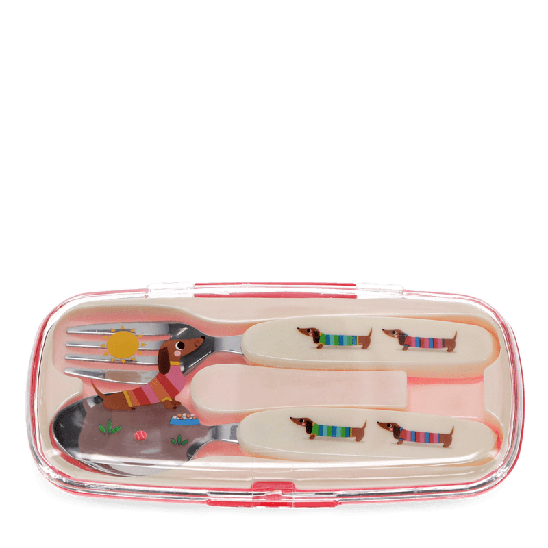 Rex London Children's Cutlery Set - Sunny Sausage Dog