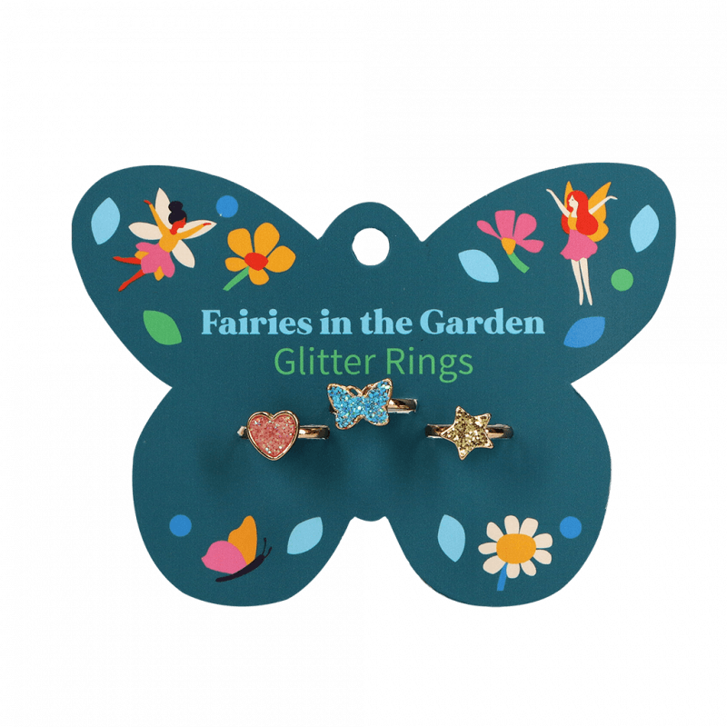 Rex London Children's Glitter Rings (set Of 3) - Fairies In The Garden
