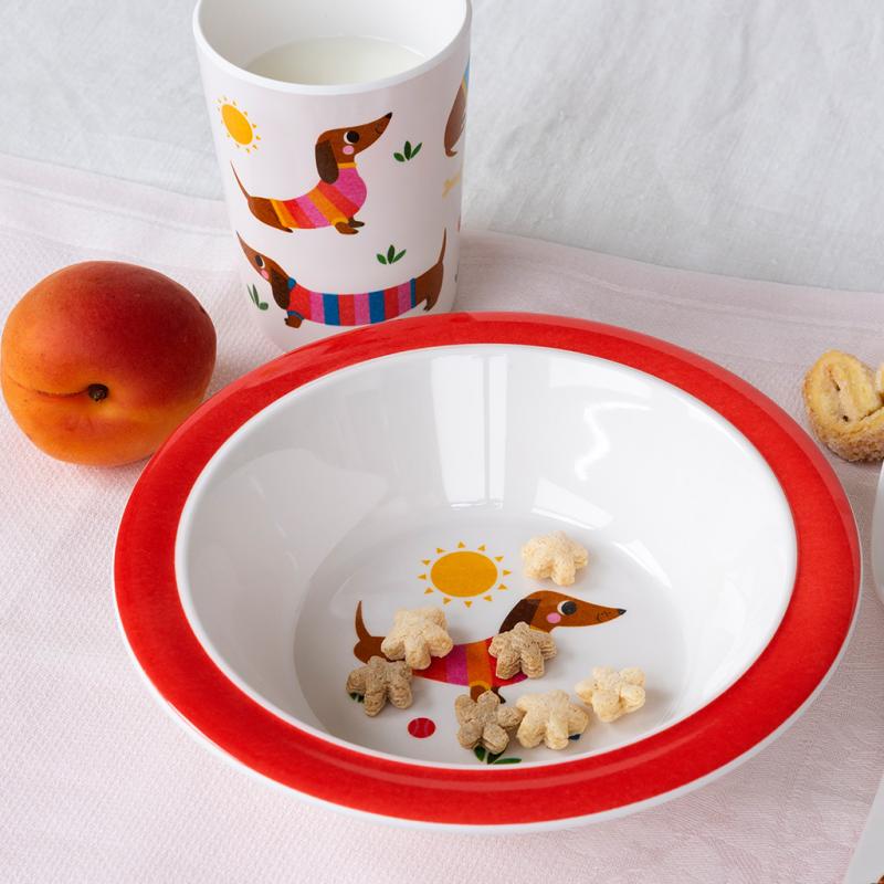 rex london Children's melamine bowl - Sunny Sausage Dog