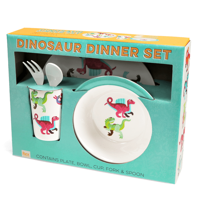 Rex London Children's Melamine Dinner Set (5 Pieces) - Baby Dinos