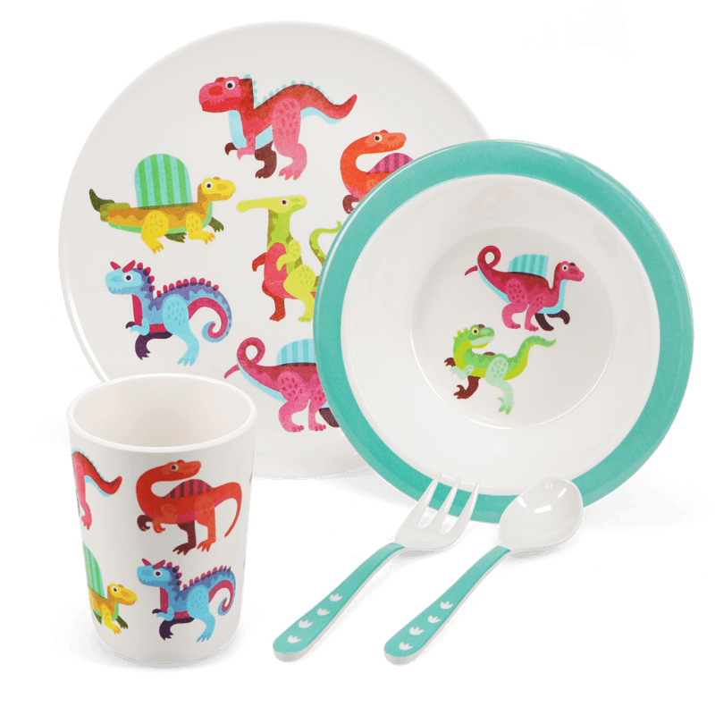 Rex London Children's Melamine Dinner Set (5 Pieces) - Baby Dinos