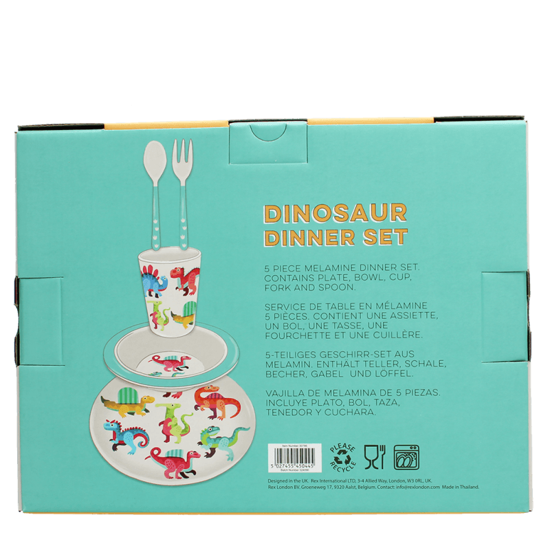 Rex London Children's Melamine Dinner Set (5 Pieces) - Baby Dinos