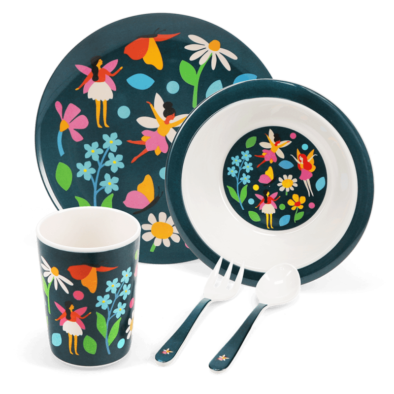 Rex London Children's Melamine Dinner Set (5 Pieces) - Fairies In The Garden