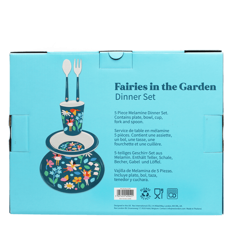 Rex London Children's Melamine Dinner Set (5 Pieces) - Fairies In The Garden