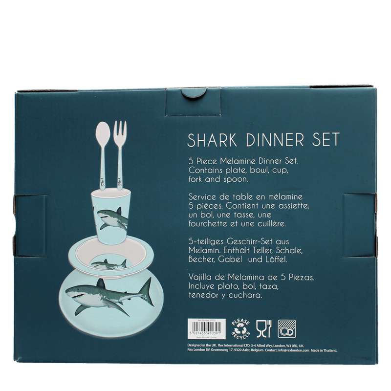 Rex London Children's Melamine Dinner Set (5 Pieces) - Sharks