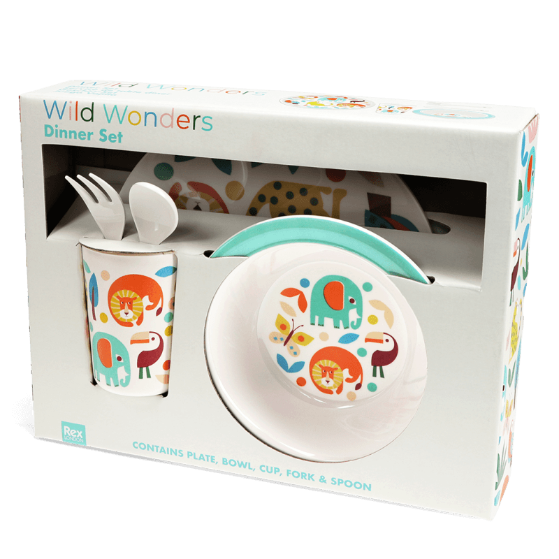 Rex London Children's Melamine Dinner Set (5 Pieces) - Wild Wonders