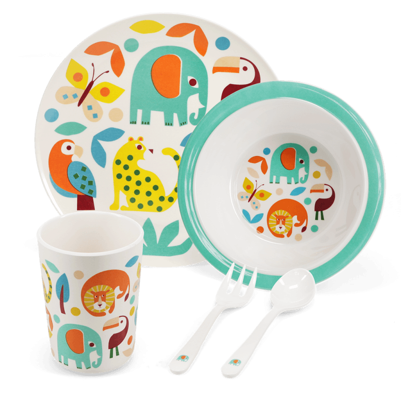 Rex London Children's Melamine Dinner Set (5 Pieces) - Wild Wonders