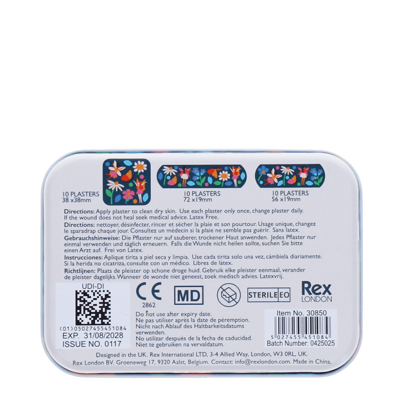 Rex London Children's Plasters In A Tin (30 Pcs) - Fairies In The Garden