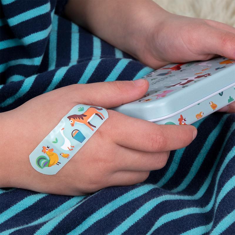 rex london Children's plasters in a tin (30 pcs) - Farmyard