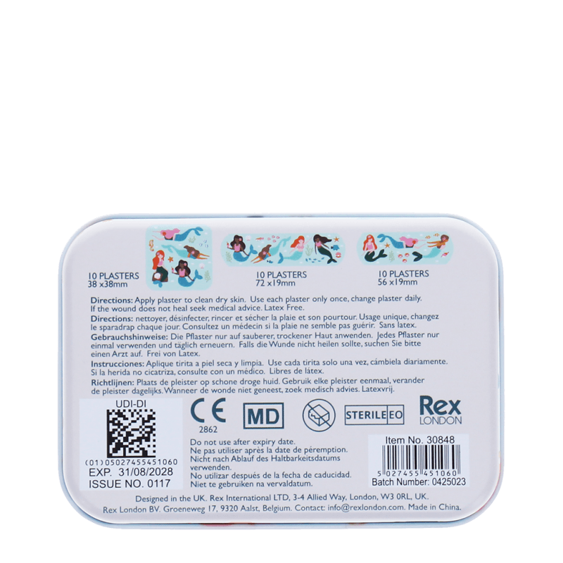 Rex London Children's Plasters In A Tin (30 Pcs) - Mermaid