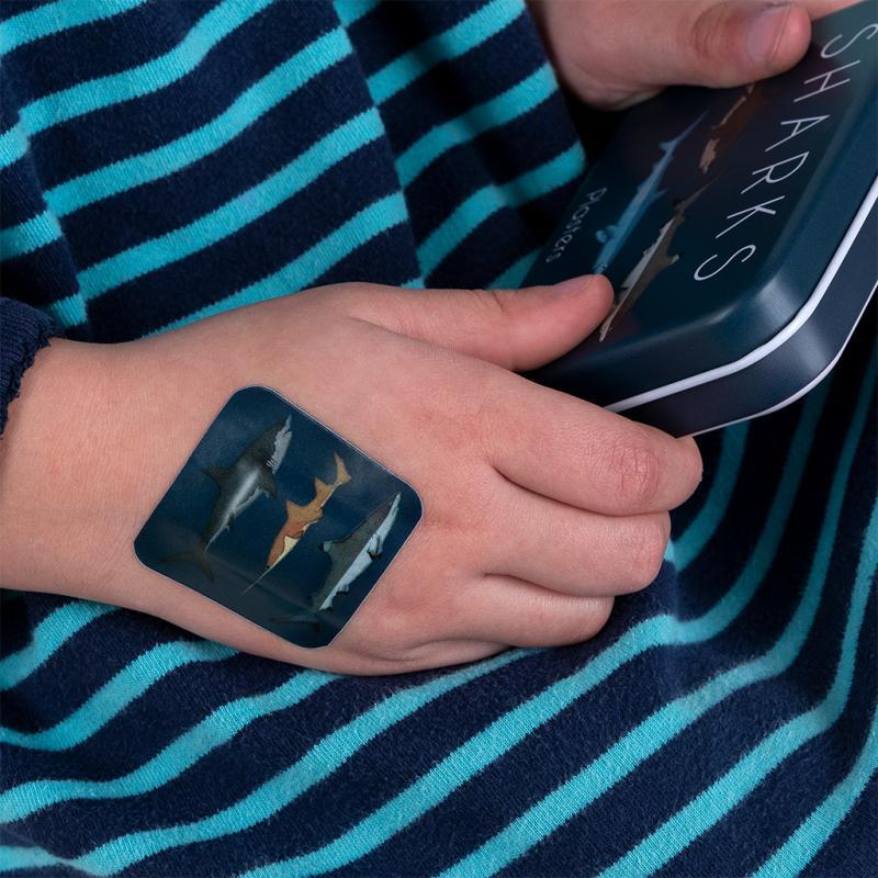 rex london Children's plasters in a tin (30 pcs) - Sharks