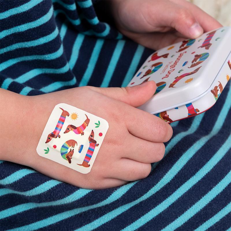 rex london Children's plasters in a tin (30 pcs) - Sunny Sausage Dog