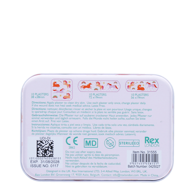 Rex London Children's Plasters In A Tin (30 Pcs) - Unicorn