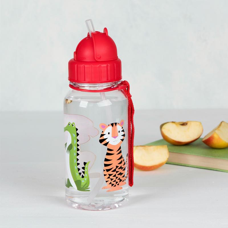 rex london Children's water bottle - Colourful Creatures (integrated straw 500ml)
