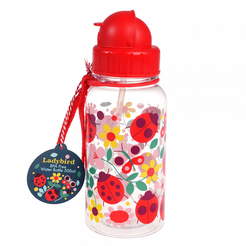 Rex London Children's Water Bottle - Ladybird (integrated Straw 500ml)