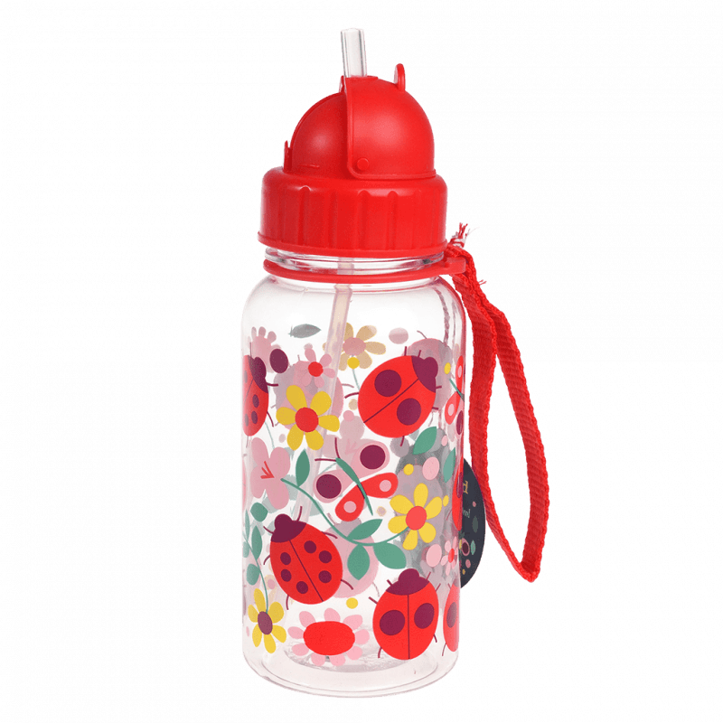 Rex London Children's Water Bottle - Ladybird (integrated Straw 500ml)