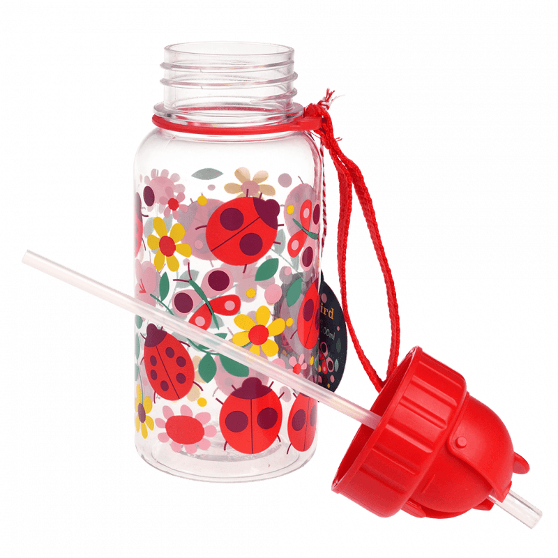 Rex London Children's Water Bottle - Ladybird (integrated Straw 500ml)