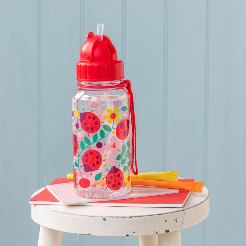rex london Children's water bottle - Ladybird (integrated straw 500ml)