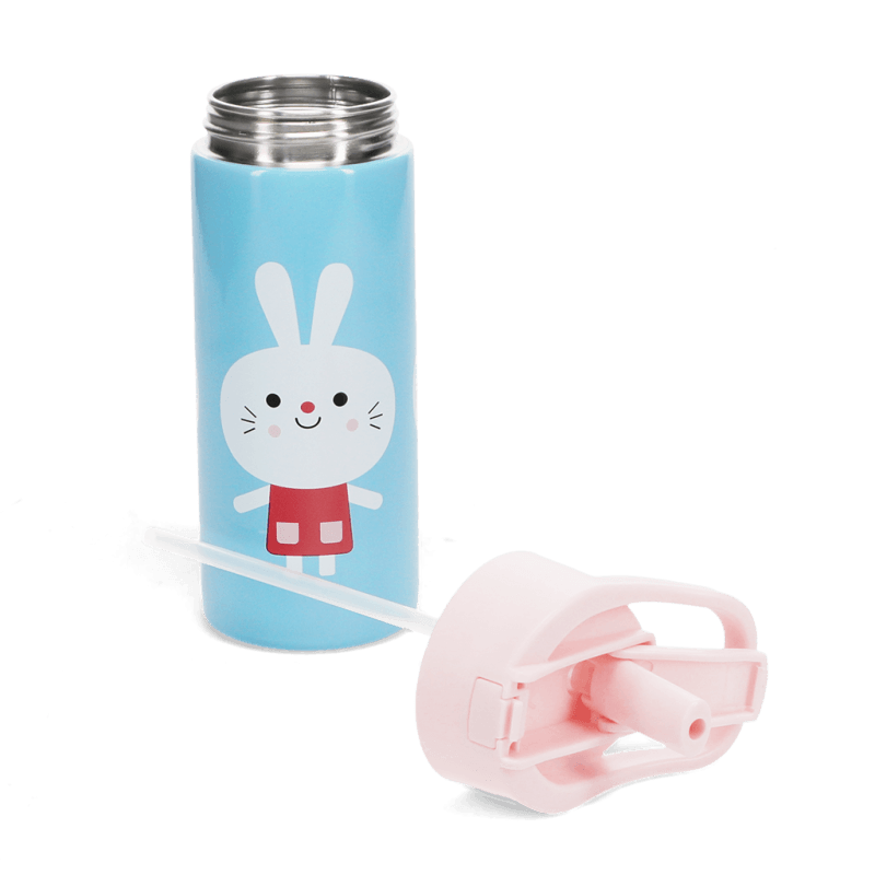 Rex London Children's Water Bottle - Lottie And Friends (stainless Steel With Straw 500ml)