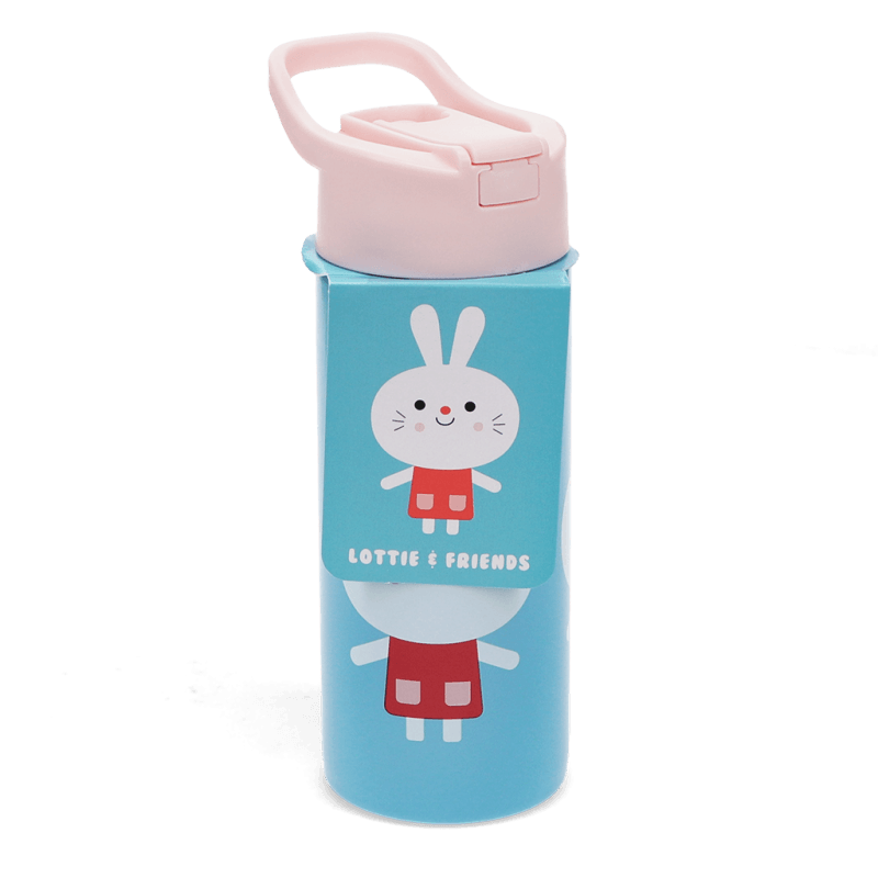 Rex London Children's Water Bottle - Lottie And Friends (stainless Steel With Straw 500ml)