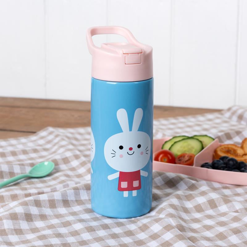 rex london Children's water bottle - Lottie and Friends (stainless steel with straw 500ml)