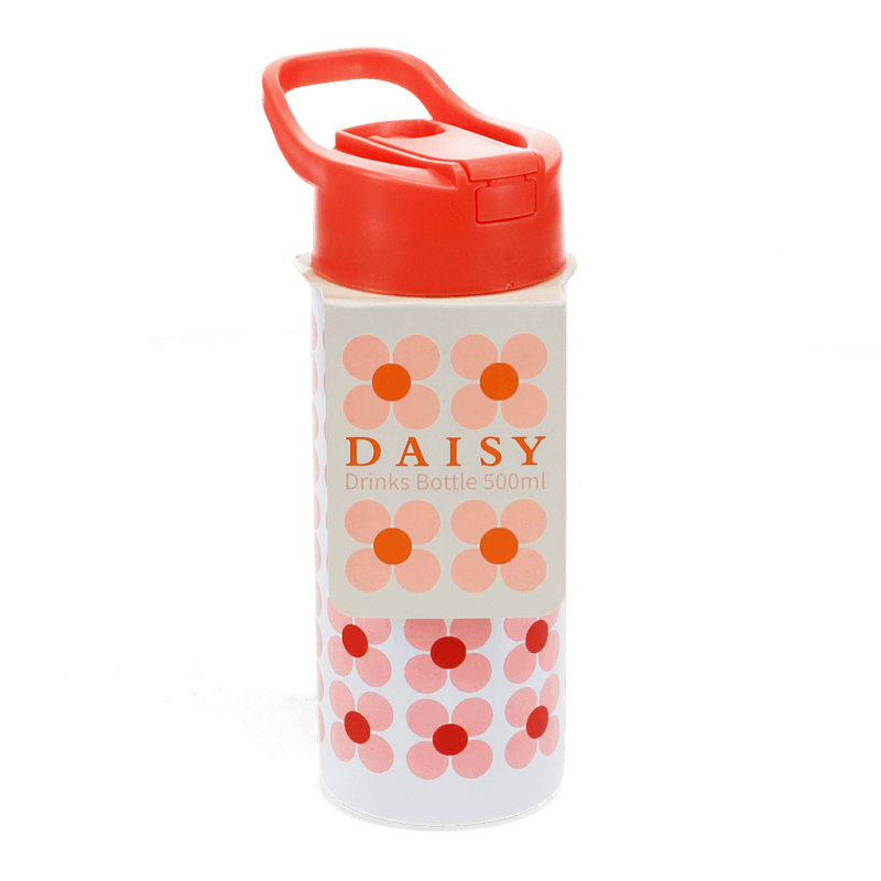 Rex London Children's Water Bottle - Pink Daisy (stainless Steel With Straw 500ml)