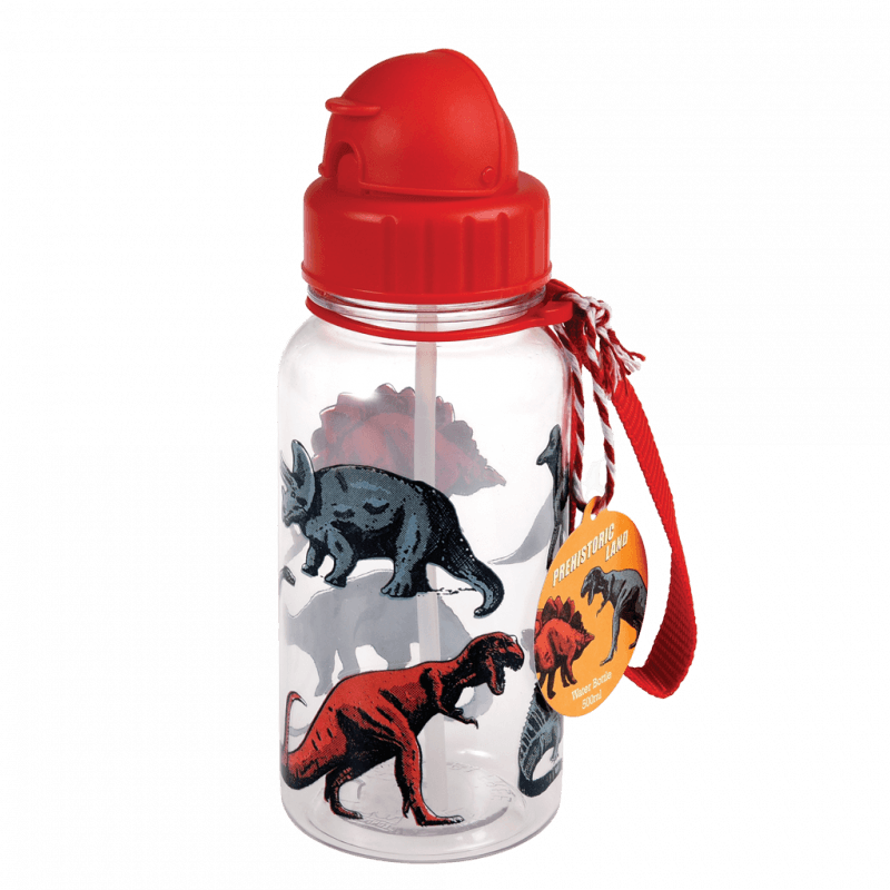 Rex London Children's Water Bottle - Prehistoric Land (integrated Straw 500ml)