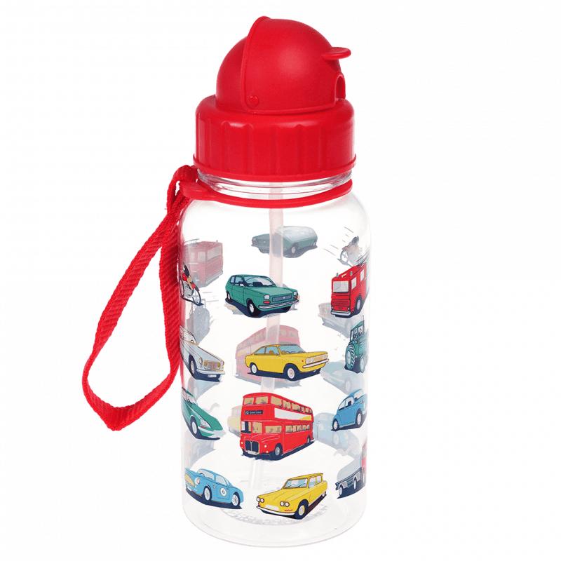 Rex London Children's Water Bottle - Road Trip (integrated Straw 500ml)