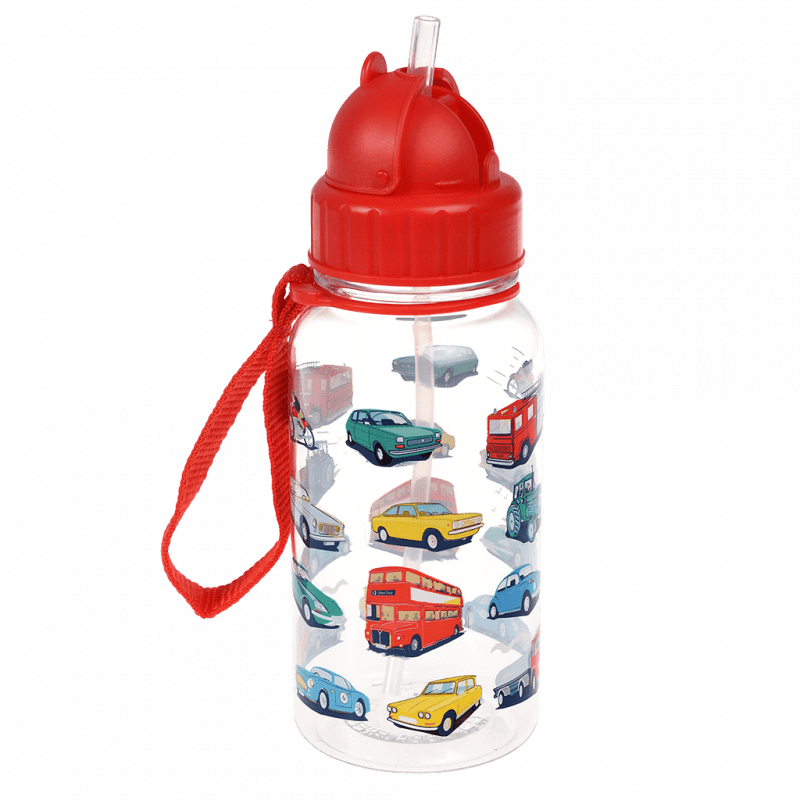 Rex London Children's Water Bottle - Road Trip (integrated Straw 500ml)